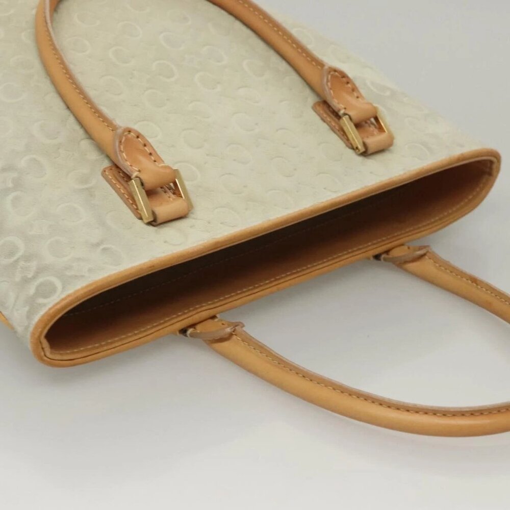 CELINE C Macadam Canvas Tote Bag Suede White Gold Auth mr1231 - Picture 7 of 16